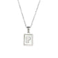 18K Golden Chain Necklaces Male Square Natural Shell Initial Letters Pendant Stainless Steel Jewelry