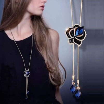 Long Necklaces& Pendants for Women Collier Femme Geometric Fashion Crystal Jewelry