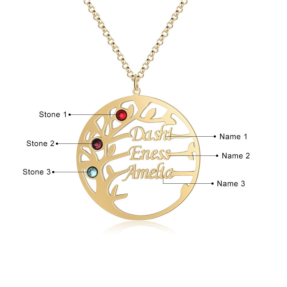 Customized Family Tree Necklace Sister Best Friend Nameplate Gift