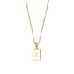 18K Golden Chain Necklaces Male Square Natural Shell Initial Letters Pendant Stainless Steel Jewelry