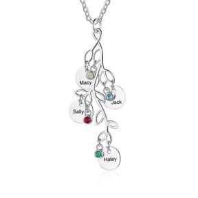 Collana con nome dell'albero genealogico personalizzato da donna