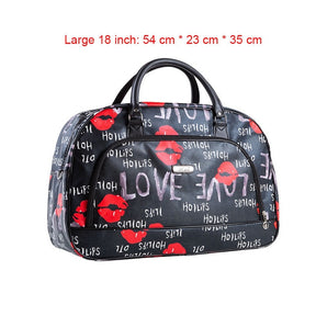 Damen Reisetaschen PU-Leder Große Kapazität Wasserdichter Druck Gepäck Duffle Bag