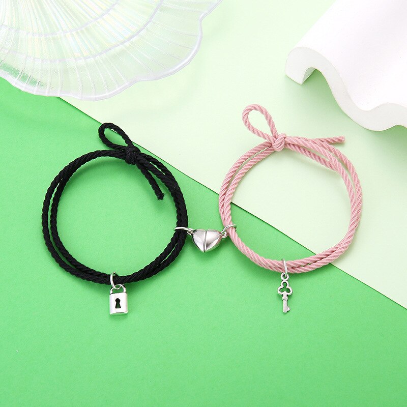 2Pcs Couple Matching Bracelet Magnetic Distance Bracelet