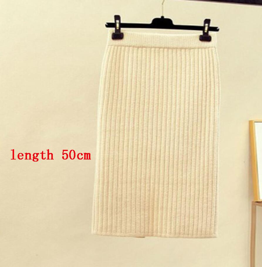 High Waist Women Knitted Skirt Spring Autumn Fashion Rib Skirt Elegant Midi Skirt