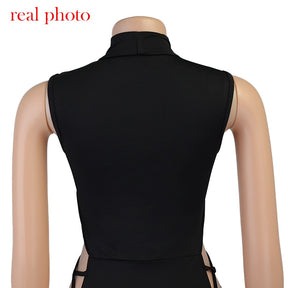 Elegant Black Sleeveless Bandage Dress for Women Club Party Backless Tank Dresses