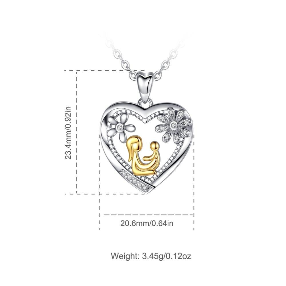 Golden Mom Hold Baby Collana con ciondolo a forma di cuore in cristallo per gioielli da donna