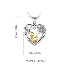 Golden Mom Hold Baby Collana con ciondolo a forma di cuore in cristallo per gioielli da donna