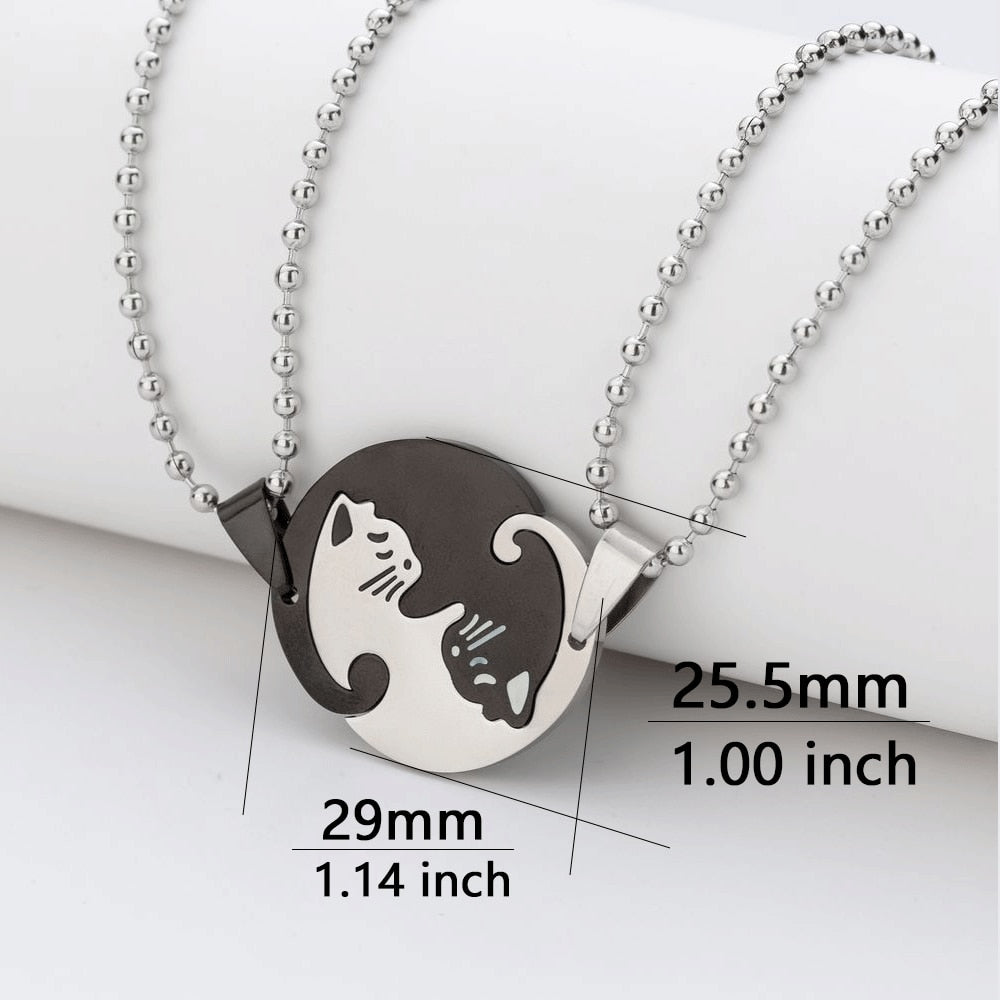 1 Set Paar Charm Katze Anhänger Halskette Damen Herren Edelstahl Mädchen Geschenk Schmuck Blau Colr