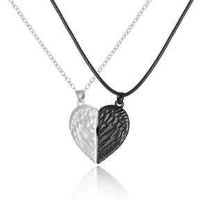 2 Pieces Magnetic Couple Necklaces Friendship Heart Pendant Distance Faceted Charm Necklace