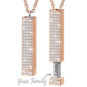 Rose Gold Personalized Name Retractable Double-layer Engraved 3D Necklace