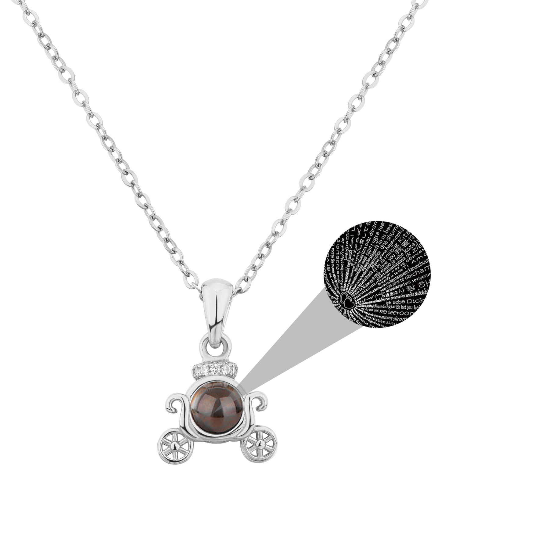 Customized 925 Silver 100 languages Projection Necklace Couple Memory Gifts