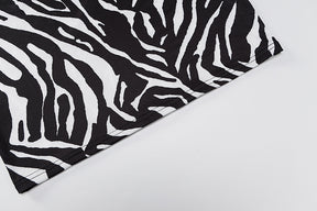 Zebra stampa manica lunga scollo a V fasciatura sexy mini abito streetwear abiti da festa