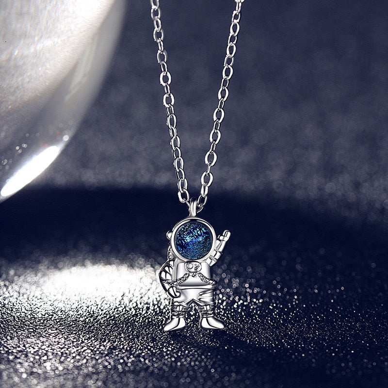 Spaceman Moon Couples Necklace Milky Way Space Pendant Necklaces Jewelry