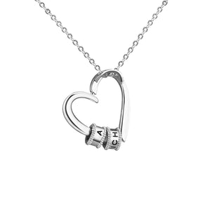 Personalized Heart-shaped Charming Gifts Pendant Jewelry With 1-3 Beads Engraved Name