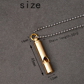 Engraved Text Brass Whistle Necklaces Custom Phone Number Children Anti-lost Necklace