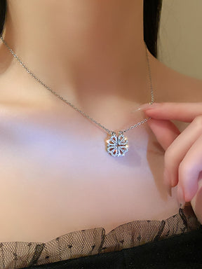 Trendy Flower Magnetic Attract Together Pendant Necklace