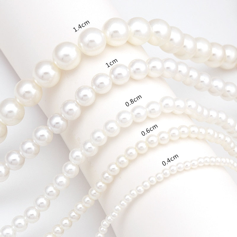 Big White Imitation Pearl Beads Choker Clavicle Chain Necklace For Women Wedding Jewelry