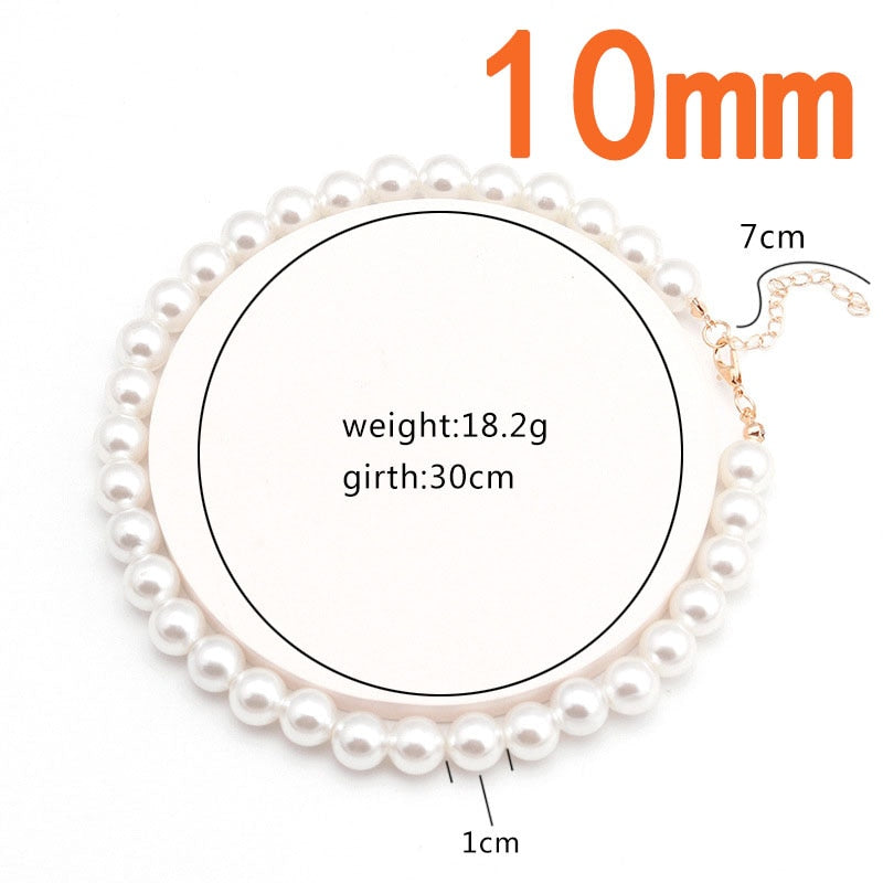 Big White Imitation Pearl Beads Choker Clavicle Chain Necklace For Women Wedding Jewelry