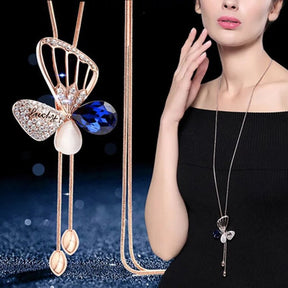 Lange Halsketten und Anhänger für Damen Collier Femme Geometric Fashion Crystal Jewelry