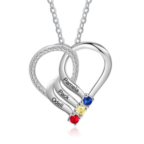 Collana personalizzata con ciondolo a cuore familiare con collana con nome di 2-6 pietre portafortuna