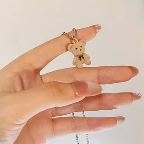 Cute Plush Bear Pendant Necklace Collar Jewelry