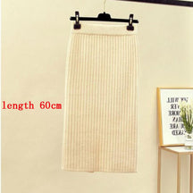 High Waist Women Knitted Skirt Spring Autumn Fashion Rib Skirt Elegant Midi Skirt