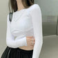 T-Shirt Frauen Design Brusttyp Crop Tops Herbst neue dünne lange Ärmel