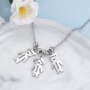 Personalized Engraved Name Necklace with Boy Girl Charms