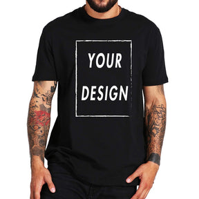 Custom T Shirt EU Size 100% Cotton Make Your Design Logo Text Men Women Print Original Design