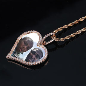 Custom Made Photo Heart Medallions Necklace & Pendant Men's Hip hop Jewelry