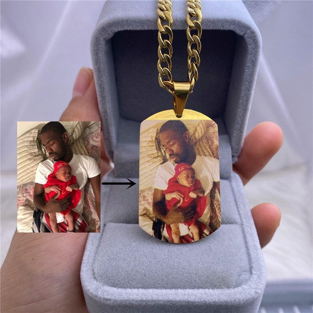 Collana personalizzata con foto a colori per regalo di gioielli commemorativi con collana pendente in acciaio inossidabile