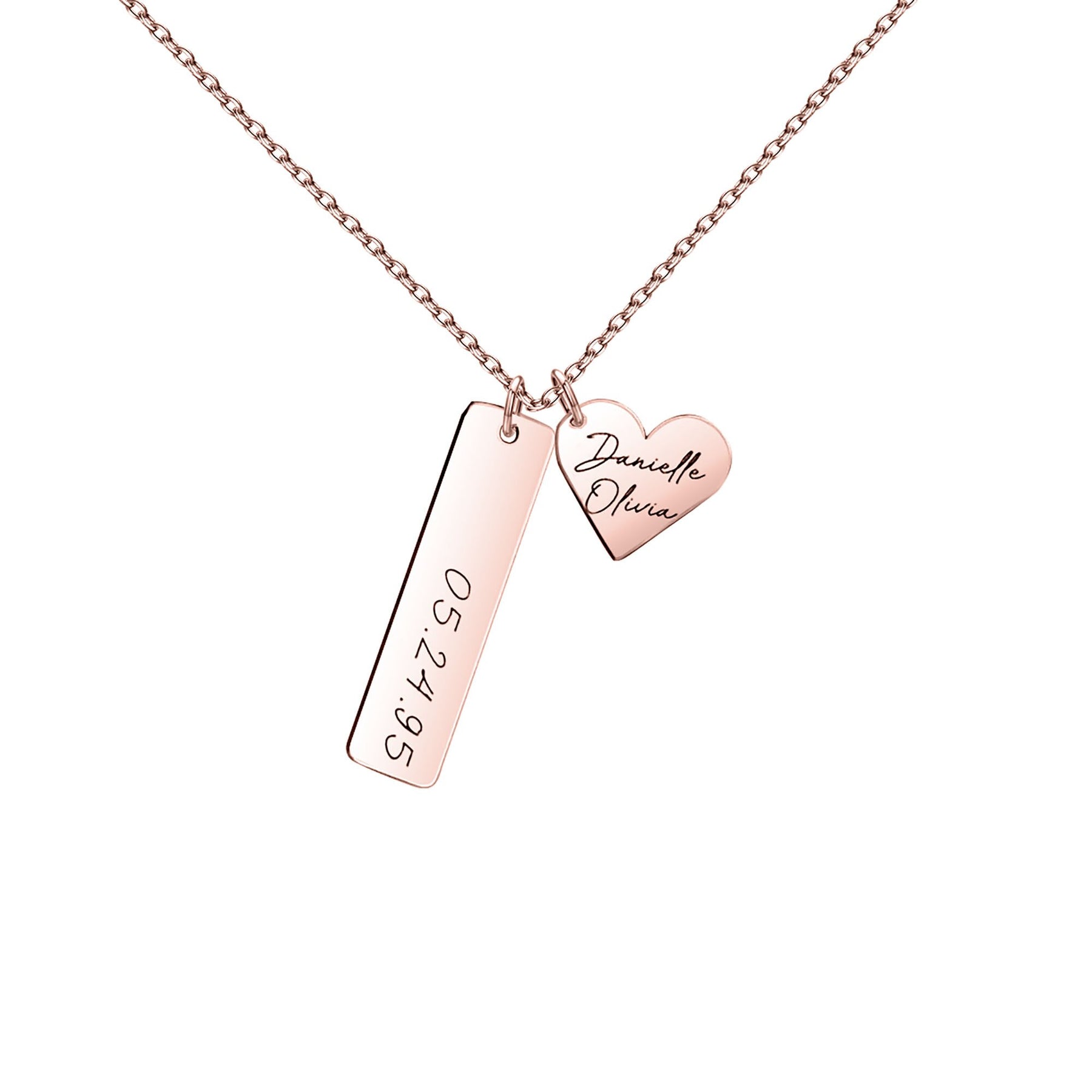 Heart-shaped Necklace Personalized Engraved Name Text Pendant