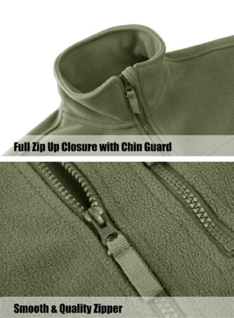 Full Zip Up Tactical Army Fleece Jacket Military Thermal Warm Outwear Windbreaker
