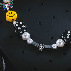 Punk Fashion Rock Pearl Smiley Skull Rope Adjustable Choker Lucky Dice Beaded Streetwear Necklaces