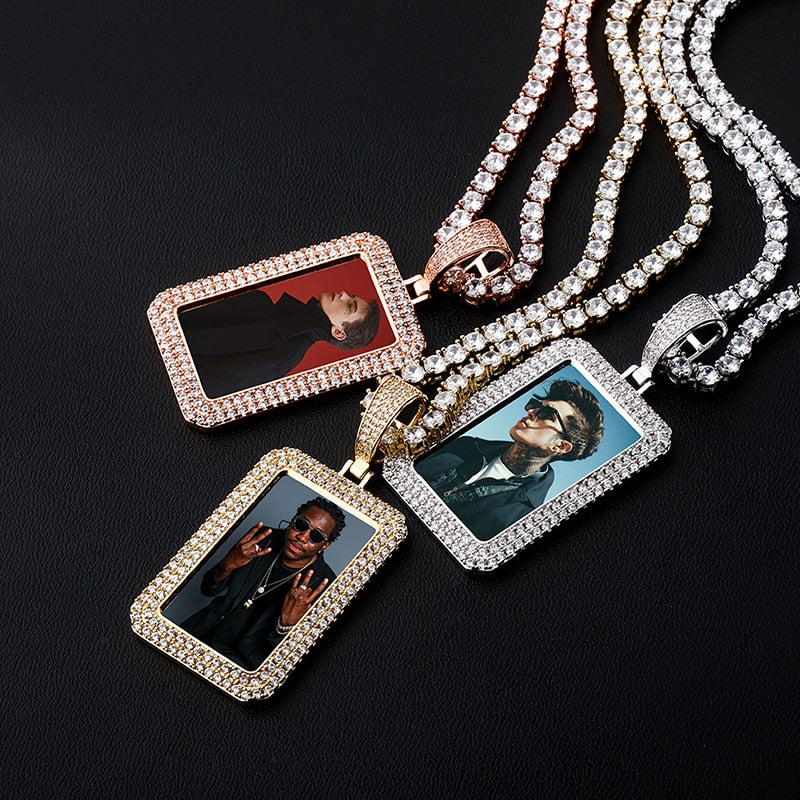 benutzerdefinierte Foto Quadrat Medaillon Anhänger Hip-Hop-Modeschmuck