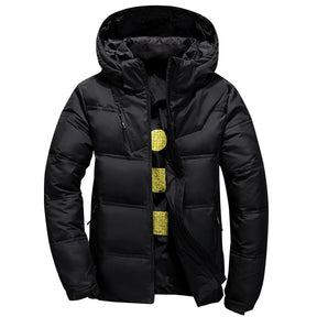 Duck Down Jacket Men Winter Warm Solid Color Hooded Jackets Outdoor Coat