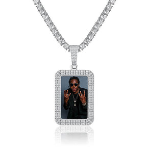 custom photo square medallion pendant hip hop fashion jewelry