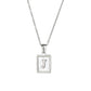 18K Golden Chain Necklaces Male Square Natural Shell Initial Letters Pendant Stainless Steel Jewelry