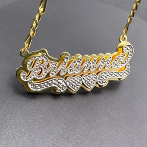 double nameplate necklace 14k gold