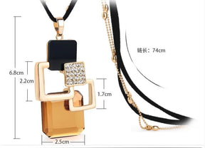 Lange Halsketten und Anhänger für Damen Collier Femme Geometric Fashion Crystal Jewelry