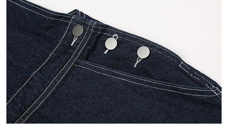 Salopette di jeans con ricamo americano Salopette di jeans da donna Pantaloni larghi dritti larghi