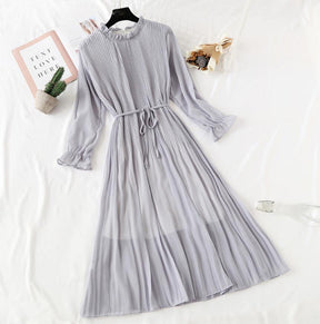 Polka Dot Women Dress Flare Sleeve Office Chiffon Dot Print Dresses A-line Vintage Vestidos