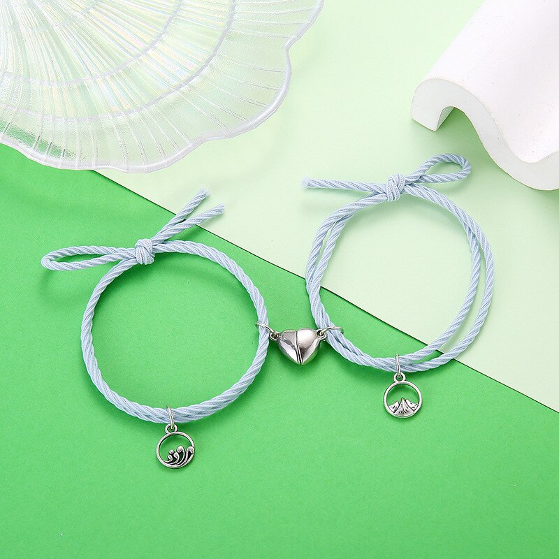 2Pcs Couple Matching Bracelet Magnetic Distance Bracelet