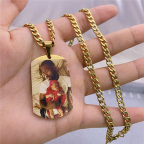 Custom Color Picture Dog Tag Necklace for Memorial Jewelry Gift