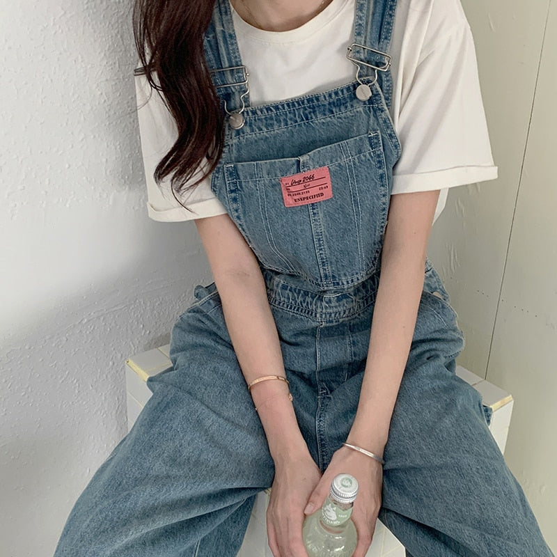 Lässige Denim-Overalls für Frauen im neuen Stil, lockere Jean-Overalls, Baggy, weites Bein, Strampler für Frauen