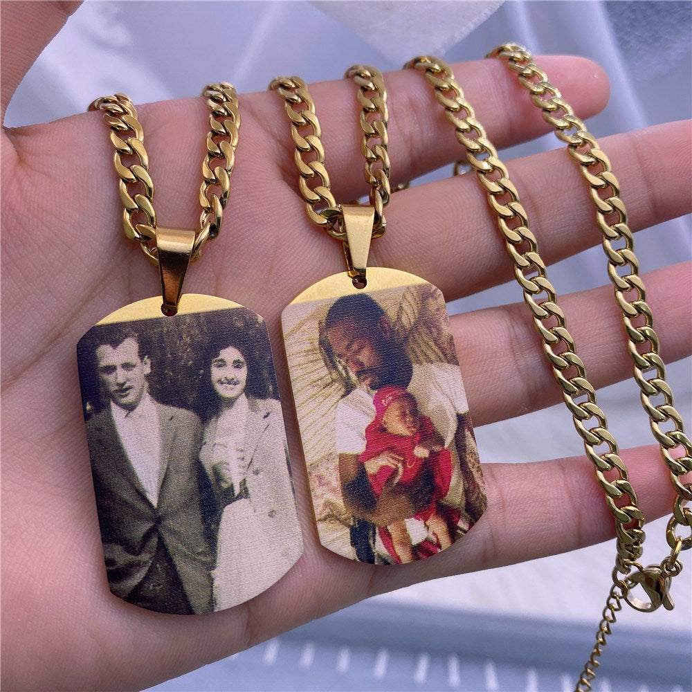 Custom Color Picture Dog Tag Necklace for Memorial Jewelry Gift