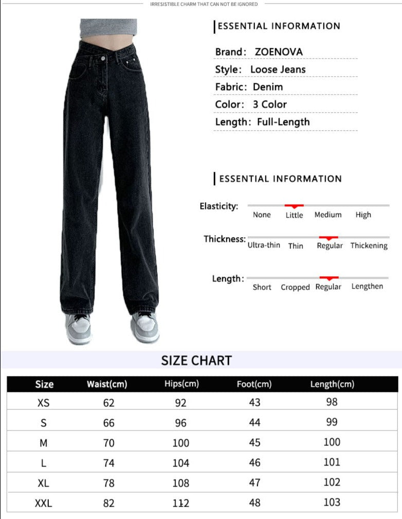 Jeans Donna Pantaloni a gamba larga Mom Femme Pantaloni donna a vita alta