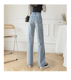 Women's Loose Straight Denim Trousers Female High Waist Wide Leg Pants high street