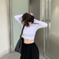 T-Shirt Frauen Design Brusttyp Crop Tops Herbst neue dünne lange Ärmel