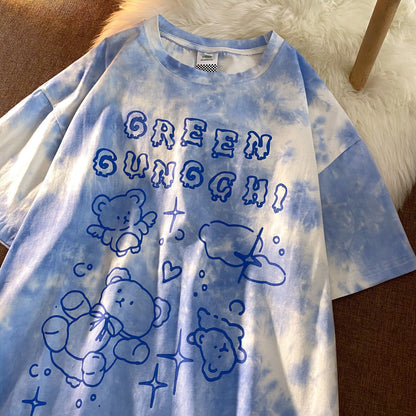 Summer women's short-sleeved Female t-shirt harajuku Streetwear Top tie-dye oversized Tshirts